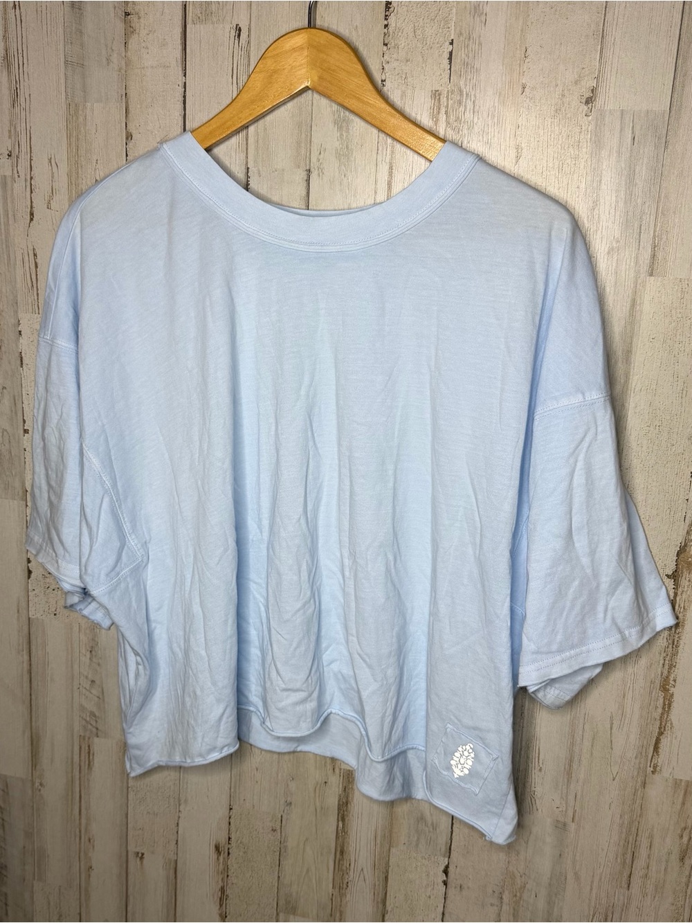 FP Movement by Free People Light Blue Cropped Short Sleeve Tee